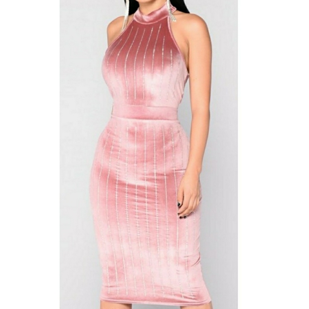 Fashion Nova Muave Velour Dress